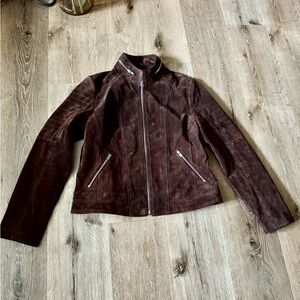 FLAVOR‎ Brown Pig Leather Suede Women's
Moto Bomber Jacket Size L